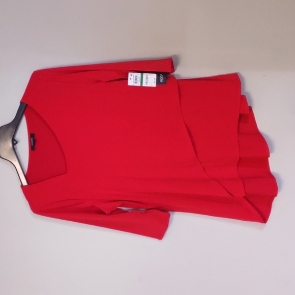 Alfani Asymmetrical Envelope Hem Top Red Petite Small or Large - Picture 2 of 10